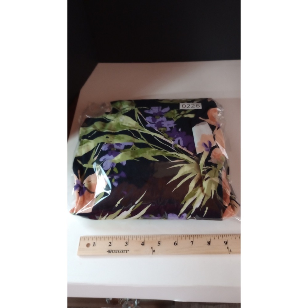 Croft & Barrow Womens 2X Black Floral Tropical Midi Dress Sleeveless Rayon - Picture 5 of 5